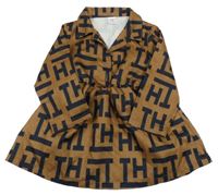 Béžovo-černé vzorované šaty s límečkem Shein