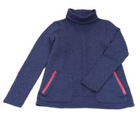 Tmavomodrá prošívaná zateplená mikina s puntíky a límcem 