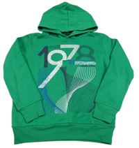 Zelená mikina s potiskem a kapucí X-mail
