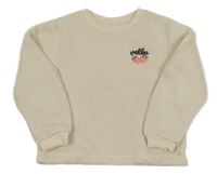 Smetanová huňatá mikina s jahůdkami H&M