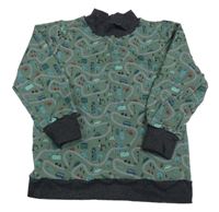 Zelenošedá mikina s auty 