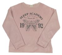 Světlerůžová plyšová mikina s motýlkem C&A