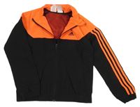 Černo-oranžová šusťáková sportovní bunda s logem Adidas 