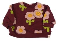 Vínová oversize mikina s květy Next