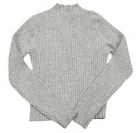 Šedý žebrovaný crop svetr Primark