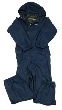 Tmavomodrá šusťáková funkční kombinéza s kapucí Trespass