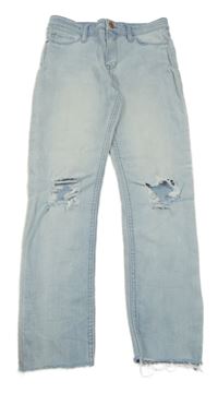 Světlemodré skinny rifle s prošoupáním a vysokým pasem H&M