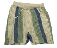 Barevné pruhované úpletové děrované kraťasy H&M