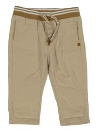 Béžové plátěné kalhoty s úpletovým pasem Obaibi 