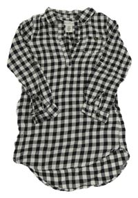 Černo-bílé kostkované košilové šaty H&M