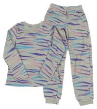 Šedé fleecové pyžamo s barevným vzorem 