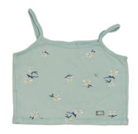 Pomněnkový žebrovaný crop top s kytičkami Page one young