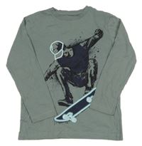 Šedé triko se skateboardistou Next