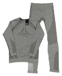 Nové - 2set - Šedé melírované funkční spodní triko + kalhoty Crivit