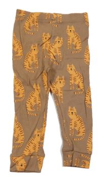 Hnědé žebrované tepláky s leopardy Matalan