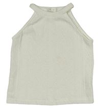 Bílý vzorovaný úpletový crop top SHEIN