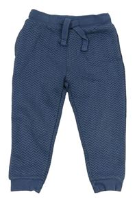 Tmavomodré vzorované/prošívané tech fleece tepláky Matalan