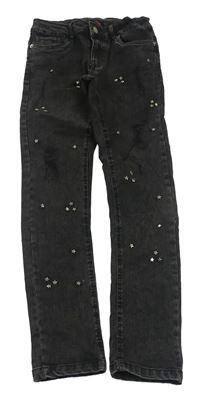 Černé skinny rifle s hvězdičkami a prošoupáním FUNKY
