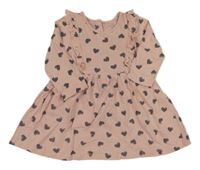 Světlerůžové šaty se srdíčky a volánky Matalan