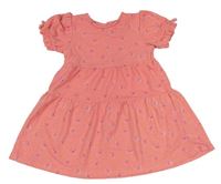 Korálové vzorované šaty s květy Nutmeg