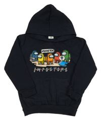 Tmavomodrá mikina s Among Us a kapsou 