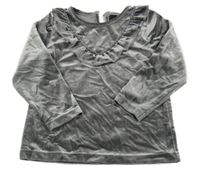 Šedá lesklá sametová mikina s volánkem Petit