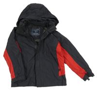 Černo-červená kostkovaná šusťáková funkční jarní bunda s odepínací kapucí MOUNTAIN WAREHOUSE