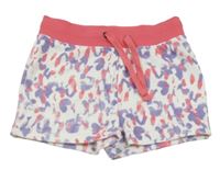 Bílo-tmavofialovo/růžové vzorované teplákové kraťasy lupilu