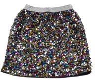 Černá tylová flitrová sukně se stříbrným pasem SHEIN