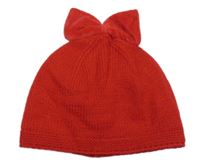 Červená pletená čepice s mašlí Next