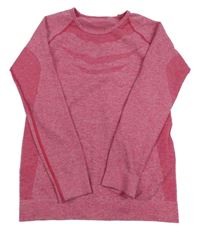 Růžovo-malinové melírované thermo triko s pruhy a vzorem crivit