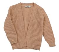 Broskvový třpytivý žebrovaný svetrový cardigan C&A