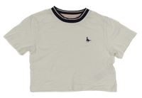 Bílo-tmavomodré crop tričko s rackem Jack Wills