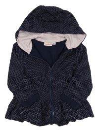 Tmavomodro-růžová puntíkatá propínací mikina s kapucí Liegelind