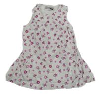 Smetanové manšestrové šaty s kytičkami Ergee