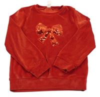 Červená plyšová mikina s mašlí s flitry little kids