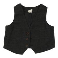 Tmavošedo-černá kostkovaná vzorovaná slavnostní vesta H&M