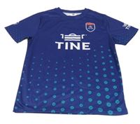 Tmavomodrý sportovní fotbalový dres se znakem a trojlístky