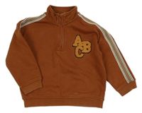 Hnědá oversize mikina s písmenky a pruhy Tu