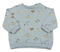 Světlemodrá oversize mikina s pejsky H&M