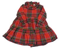 Červeno-kostkované vzorované šaty s volánky Next