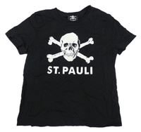 Černé tričko s lebkou St. Pauli