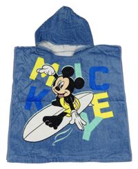 Modrá froté pončo osuška s Mickey a kapucí Disney