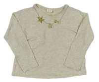 Béžové třpytivé triko s řetízkem s hvězdičkami Zara