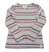 Šedo-růžovo-vínové pruhované triko H&M