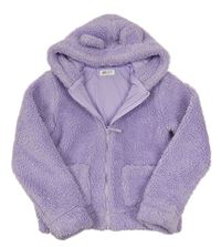 Lila huňatá podšitá bunda s kapucí s oušky H&M