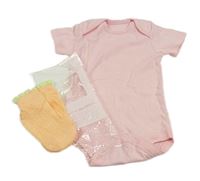 2set - Růžové body + meruňkové perforované ponožky