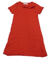 Červené třpytivé svetrové šaty s mašlí H&M