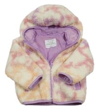 Smetanová vzorovaná huňatá podšitá bunda s kapucí Primark