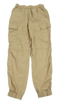 Pískové plátěné cargo cuff kalhoty H&M